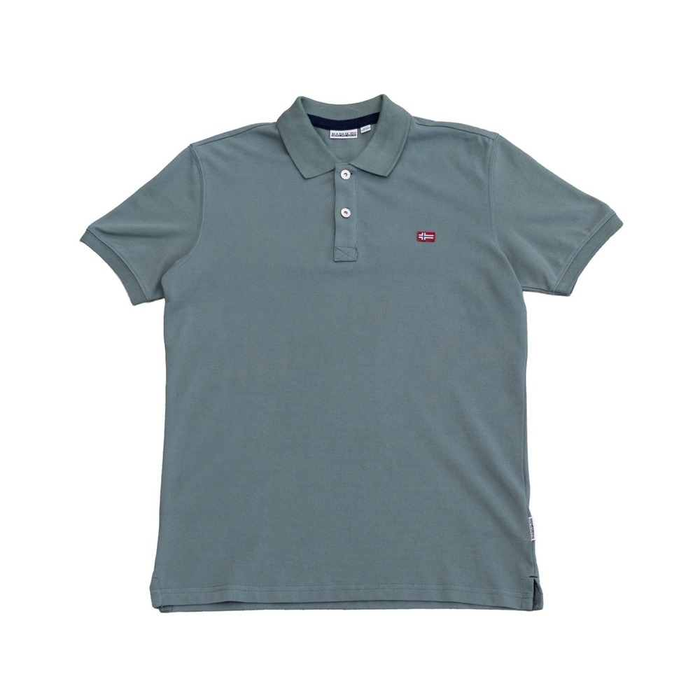 Napapijri Men's Polo Shirt Size S Sage Green‎ Cotton Short Sleeve Logo Casual